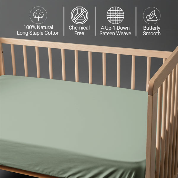 Premium 400 Thread Count 100% Cotton Crib Travel Fitted Sheet