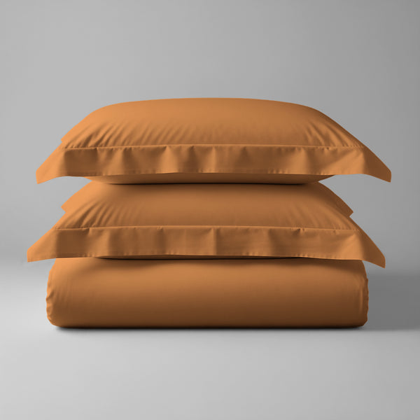Super King size cotton duvet cover set Appricot Orange Pizuna Linens durable and breathable