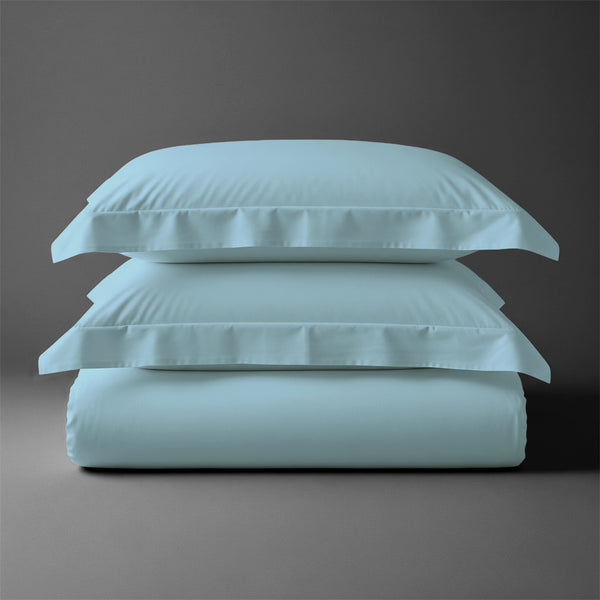 Pizuna folded 600 thread count 100 percent cotton duvet cover set 3 piece baby blue king size