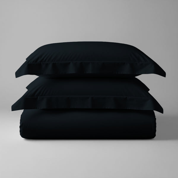 Pizuna folded 600 thread count 100 percent cotton duvet cover set 3 piece black emperor size