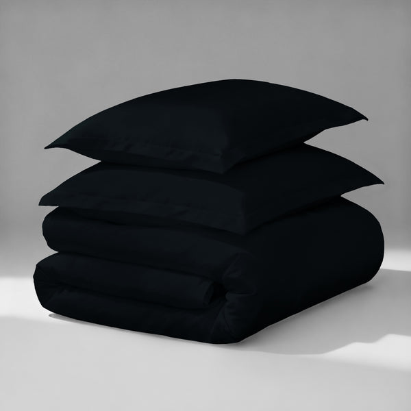 Pizuna luxurious cotton duvet cover 3 piece king size black 1000 thread count long staple cotton folded