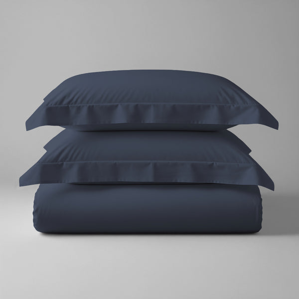 Folded Pizuna cotton percale king cover king size Dark Blue 100 percent long staple combed cotton 3 piece
