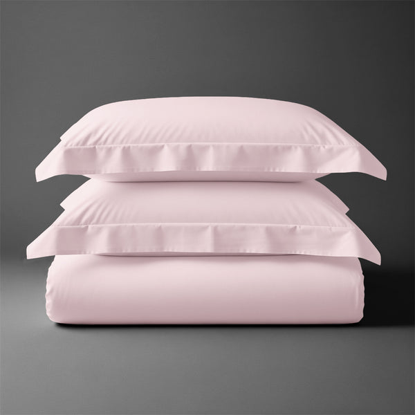 Pizuna folded 600 thread count 100 percent cotton duvet cover set 3 piece light pink super king size