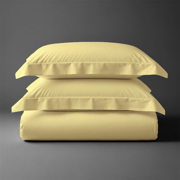 Pizuna folded 600 thread count 100 percent cotton duvet cover set 3 piece mellow yellow king size