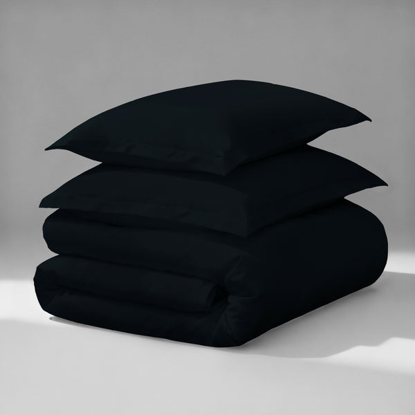 Pizuna luxurious cotton Black double duvet cover set 3 piece 800 thread count long staple cotton folded
