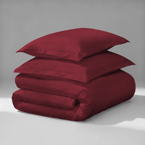 Pizuna luxurious cotton Rio Red king duvet cover set 3 piece 800 thread count long staple cotton folded
