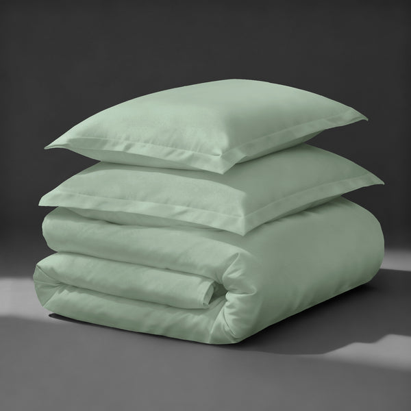 Pizuna luxurious cotton Sea Foam double duvet cover set 3 piece 800 thread count long staple cotton folded
