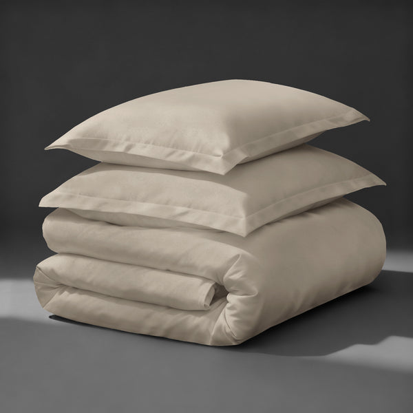 Pizuna luxurious cotton Simply Taupe king duvet cover set 3 piece 800 thread count long staple cotton folded
