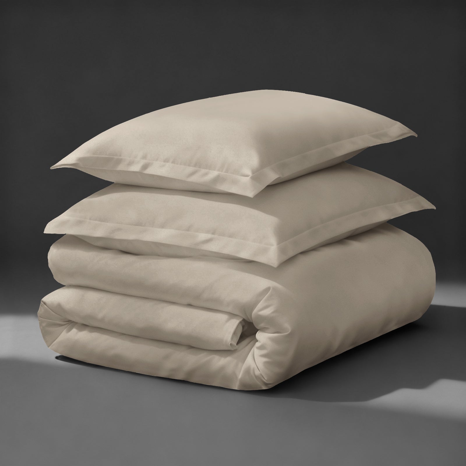 Pizuna luxurious cotton Simply Taupe super king duvet cover set 3 piece 800 thread count long staple cotton folded
