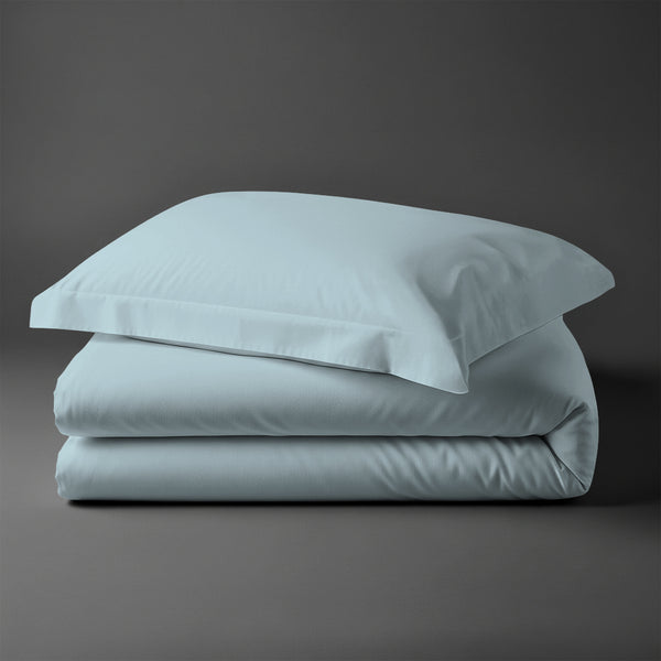 Folded Pizuna cotton percale single cover baby blue 100 percent long staple combed cotton 2 piece