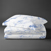 Single size cotton duvet cover set Carrara Marble Blue Pizuna Linens durable and breathable
