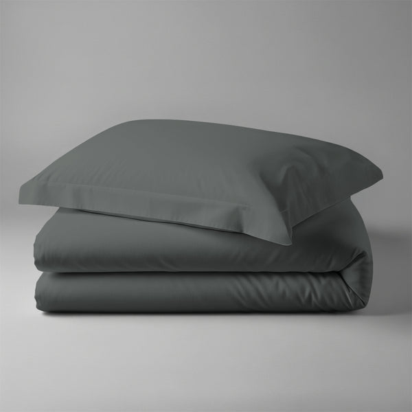 Folded Pizuna cotton percale single cover dark grey 100 percent long staple combed cotton 2 piece