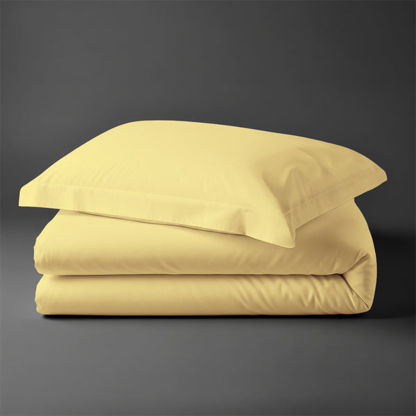 Single size cotton duvet cover set mellow yellow Pizuna Linens durable and breathable