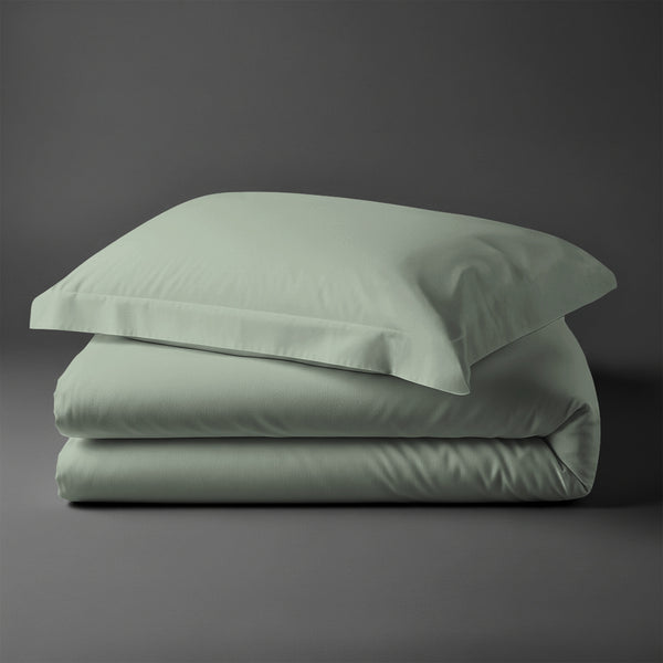 Folded Pizuna cotton percale single cover sea foam 100 percent long staple combed cotton 2 piece