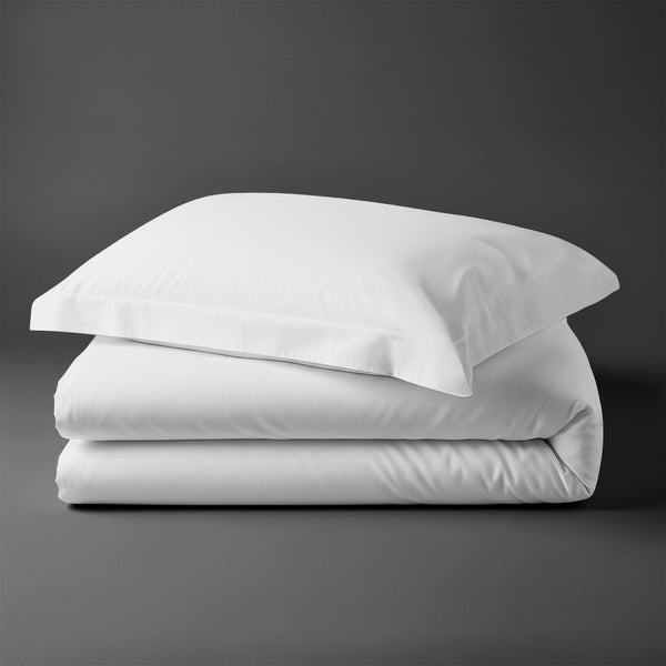 Folded Pizuna cotton percale single cover white 100 percent long staple combed cotton 2 piece