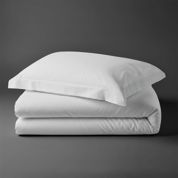 Single size cotton duvet cover set white Pizuna Linens durable and breathable