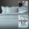 Baby blue double cotton percale duvet cover 3 piece with hidden button closure and 4 corner ties
