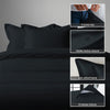 Black super king size 400 thread count cotton duvet cover with hidden button closure corner ties and Oxford pillowcases