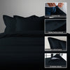 3 piece 600 thread count black cotton duvet cover double size with hidden button closure and 4 corner tie