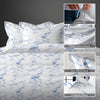 Carrara marble blue single size 400 thread count cotton duvet cover with hidden button closure corner ties and Oxford pillowcase