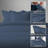 Pizuna dark blue double cotton duvet cover 3 piece 1000 thread count with hidden button closure and corner ties plus oxford pillowcases