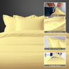 Mellow yellow single size 400 thread count cotton duvet cover with hidden button closure corner ties and Oxford pillowcases