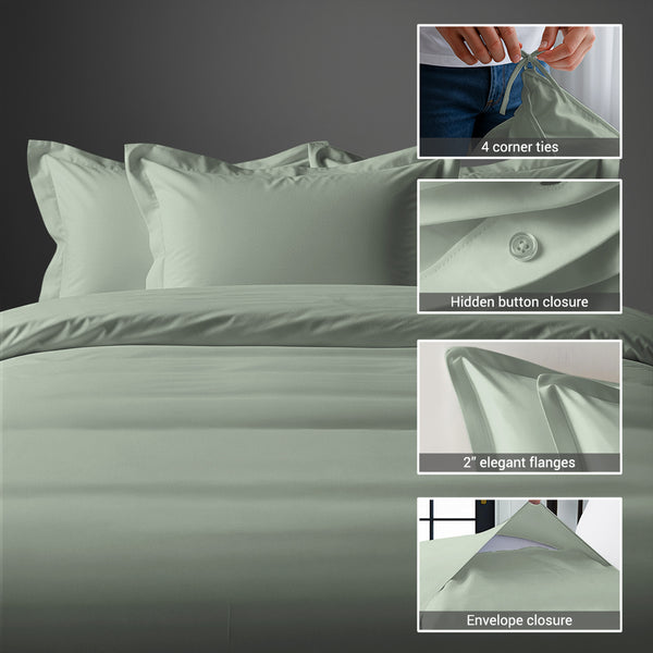 Percale 100% Cotton Duvet Cover Set - USA QUEEN
