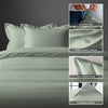 Sea foam double cotton percale duvet cover 3 piece with hidden button closure and 4 corner ties
