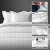 White checks damask double duvet cover 3 piece 300 thread count with hidden button closure and 4 corner ties