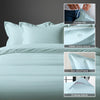Baby blue king size 400 thread count cotton duvet cover with hidden button closure corner ties and Oxford pillowcases