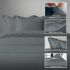 800 thread count 3 piece Dark Grey double duvet cover with hidden button closure and 4 corner ties plus oxford pillowcases
