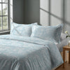 Calm luxurious bedroom bed with Simply Floral Blue Pizuna Linens cotton duvet cover king size