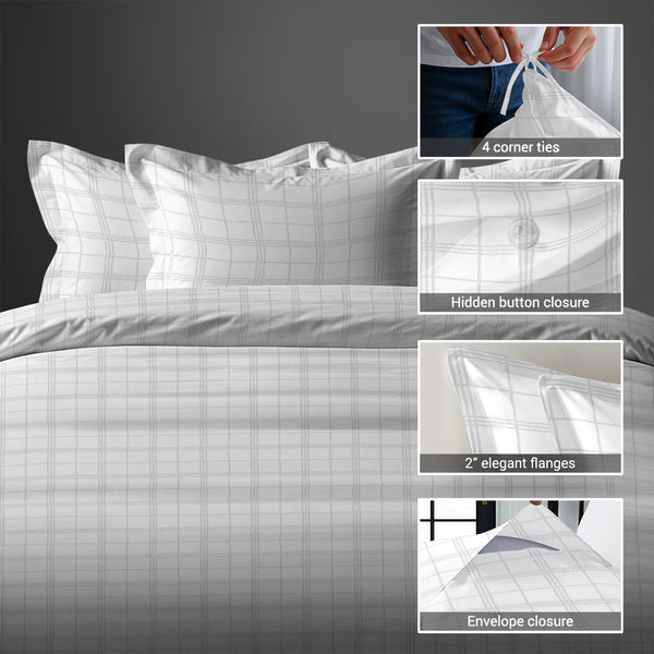Premium 300 Thread Count 100% Cotton Duvet Cover Set - USA QUEEN