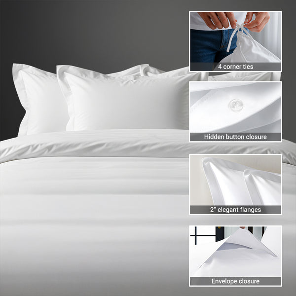 Deluxe 600 Thread Count 100% Cotton Duvet Cover Set - USA QUEEN