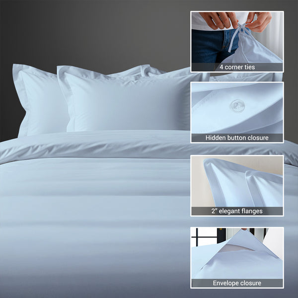 Premium 400 Thread Count 100% Cotton Duvet Cover Set - USA TWIN