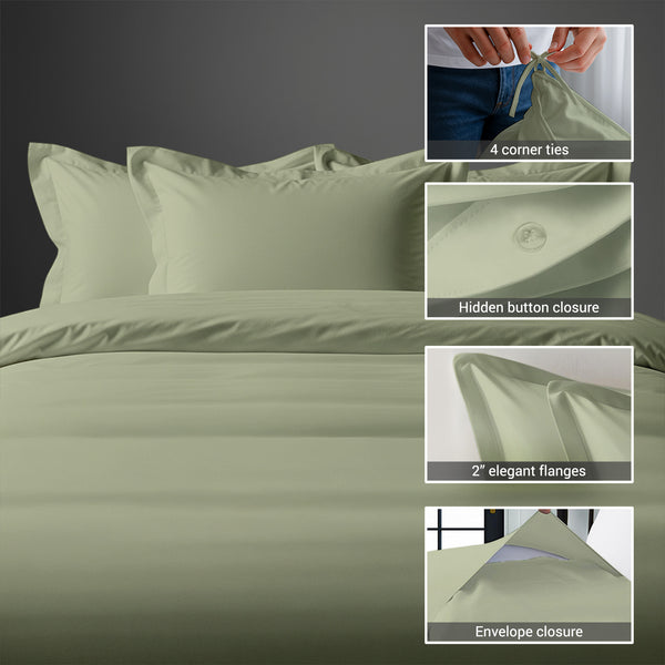 Premium 400 Thread Count 100% Cotton Duvet Cover Set - USA QUEEN