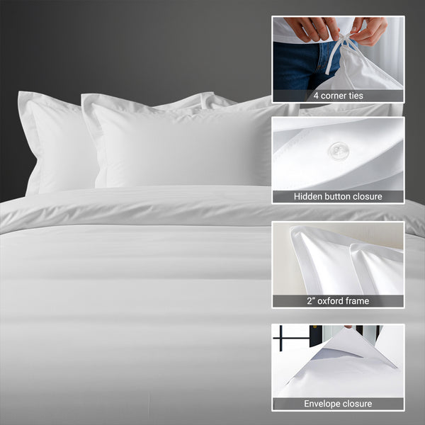 Luxury 800 Thread Count 100% Cotton Duvet Cover Set - USA QUEEN