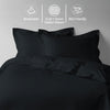 Black double size cotton duvet cover set by Pizuna Linens breathable skin friendly sateen weave