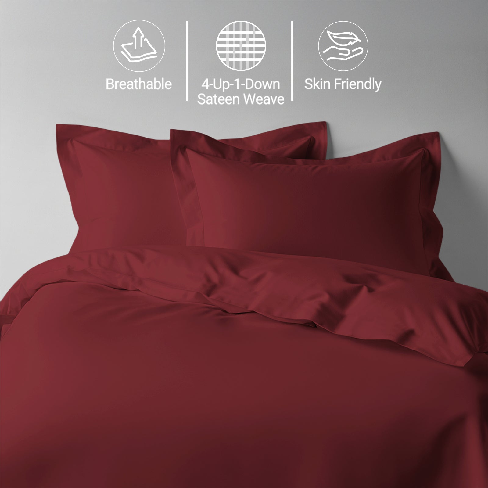 Rio red single size cotton duvet cover set by Pizuna Linens breathable skin friendly sateen weave