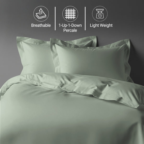 Sea foam single cotton percale duvet cover set 2 piece combed cotton smoother feel crisp percale lightweight and cool