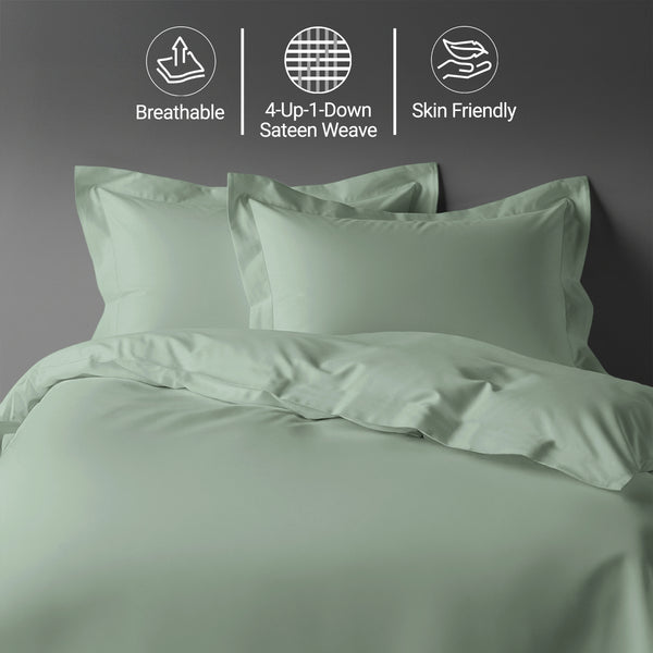 Sea foam double duvet cover set 1000 thread count long staple combed cotton sateen weave dense thick and luxurious