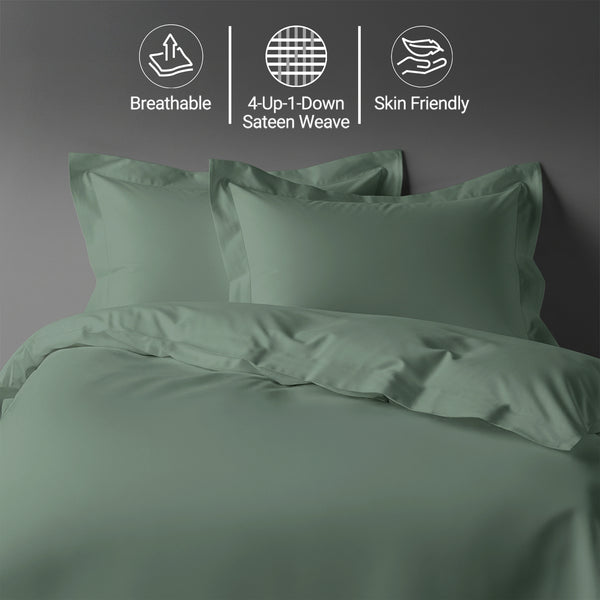 Sea foam king duvet cover 3 piece 600 thread count mercerized combed cotton single dent sateen weave smooth and soothing