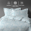Simply Floral Blue super king size cotton duvet cover set by Pizuna Linens breathable skin friendly sateen weave