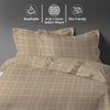 Taupe checks damask double 3 piece cotton duvet cover set 300 thread count mercerized combed cotton smooth and lightweight