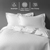 White stripes damask super king 3 piece cotton duvet cover set 300 thread count mercerized combed cotton smooth and lightweight