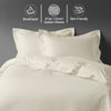 Bed with Ivory king 3 piece 800 thread count duvet cover set medium heavy texture sweat wicking temperature controlling
