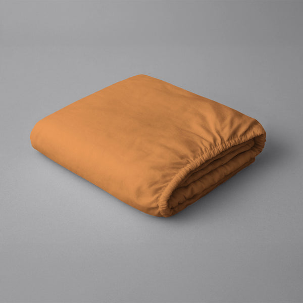 Pizuna folded Apricot Orange super king 400 thread count deep fitted cotton bedsheet 100 percent cotton