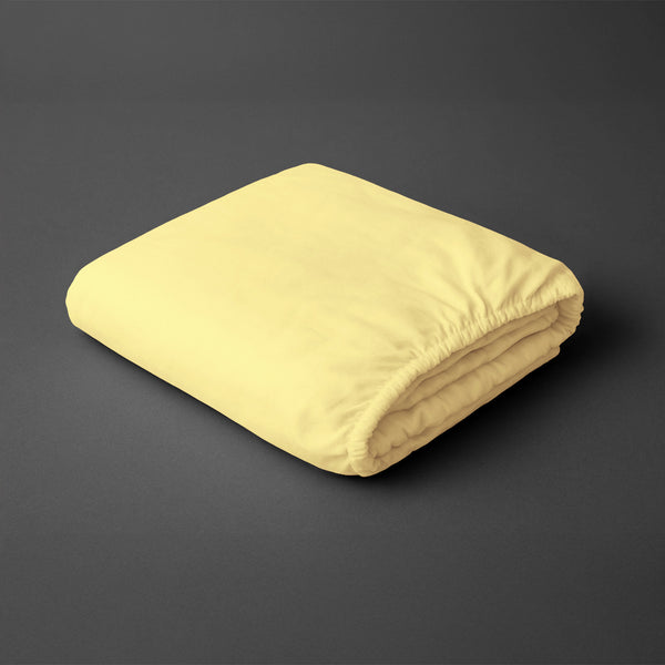Pizuna folded mellow yellow double 400 thread count deep fitted cotton bedsheet 100 percent cotton
