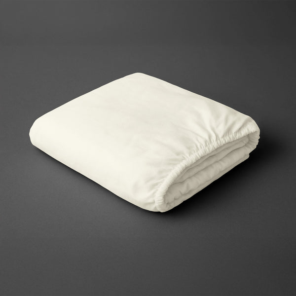 Pizuna folded Off White double 400 thread count deep fitted cotton bedsheet 100 percent cotton