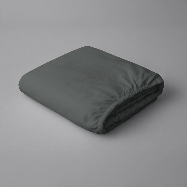 Pizuna folded percale 100 percent cotton fitted sheet dark grey single deep fitted sheet